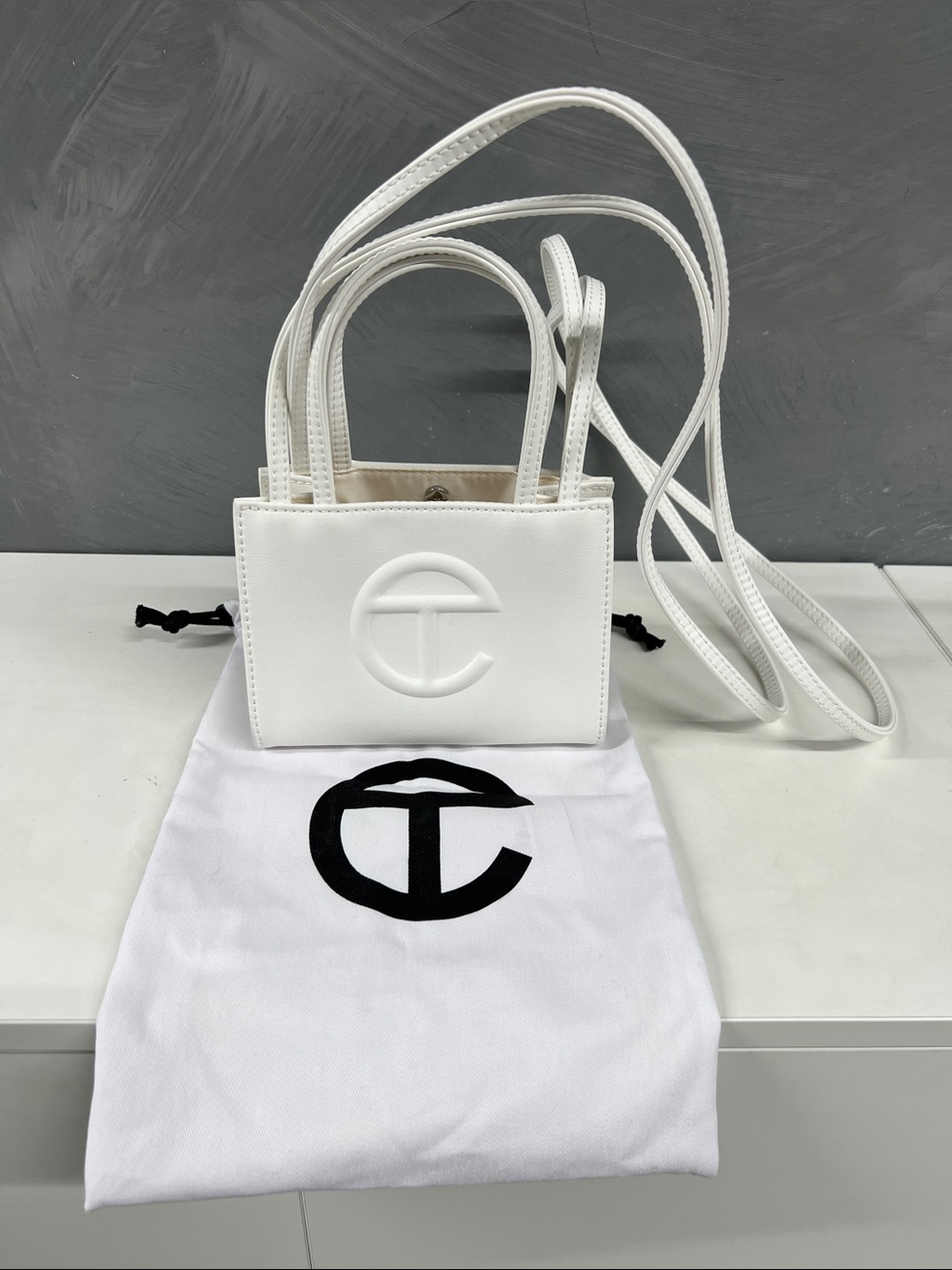 Telfar White Logo Mini Tote